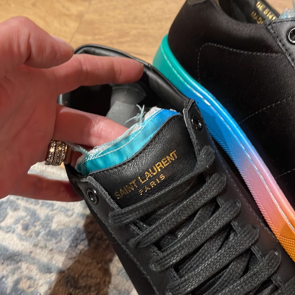 💥 Closet Clear Out Sale Authentic Saint Laurent Rainbow Sneakers sz 7.5 Italy - Picture 11 of 11